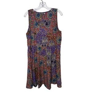 Earthbound Trading Co Womens XL Paisley Mandala Sleeveless Dress Boho Mini‎
